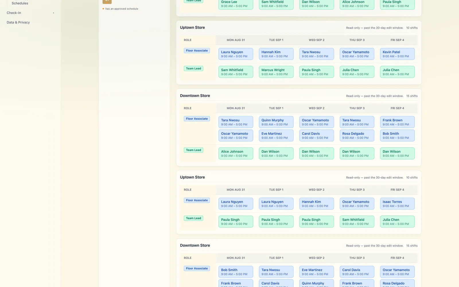 Approved Schedules